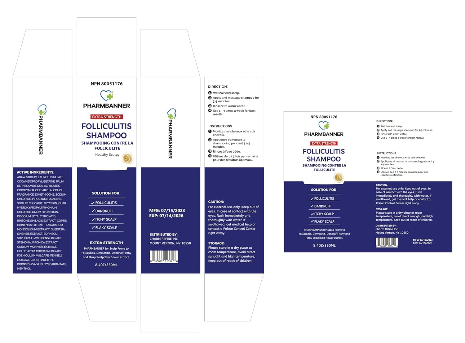 Anti-Fungal Shampoo for Folliculitis, Seborrheic Dermatitis, Scalp Psoriasis - Relieves Itchy & Dry Scalp