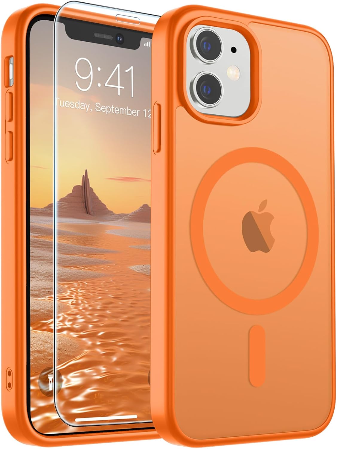 SUPFINE Magnetic for iPhone 14 Case & iPhone 13 Case (Compatible with MagSafe)(Military Grade Drop Protection) Translucent Matte Shockproof Phone Cover,Black