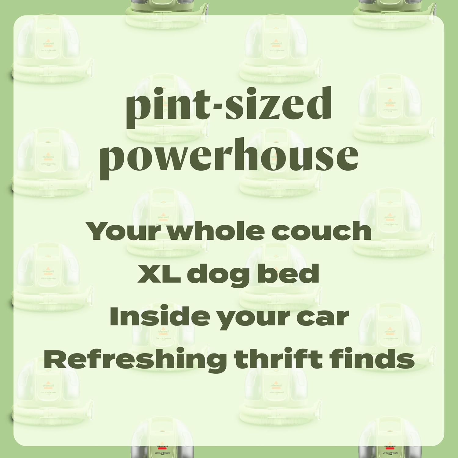 BISSELL Little Green Mini Portable Carpet and Upholstery Deep Cleaner, Car/Auto Detailer, with HydroRinse Self-Cleaning Tool and 4" Tough Stain Tool, Tea Green, 4075