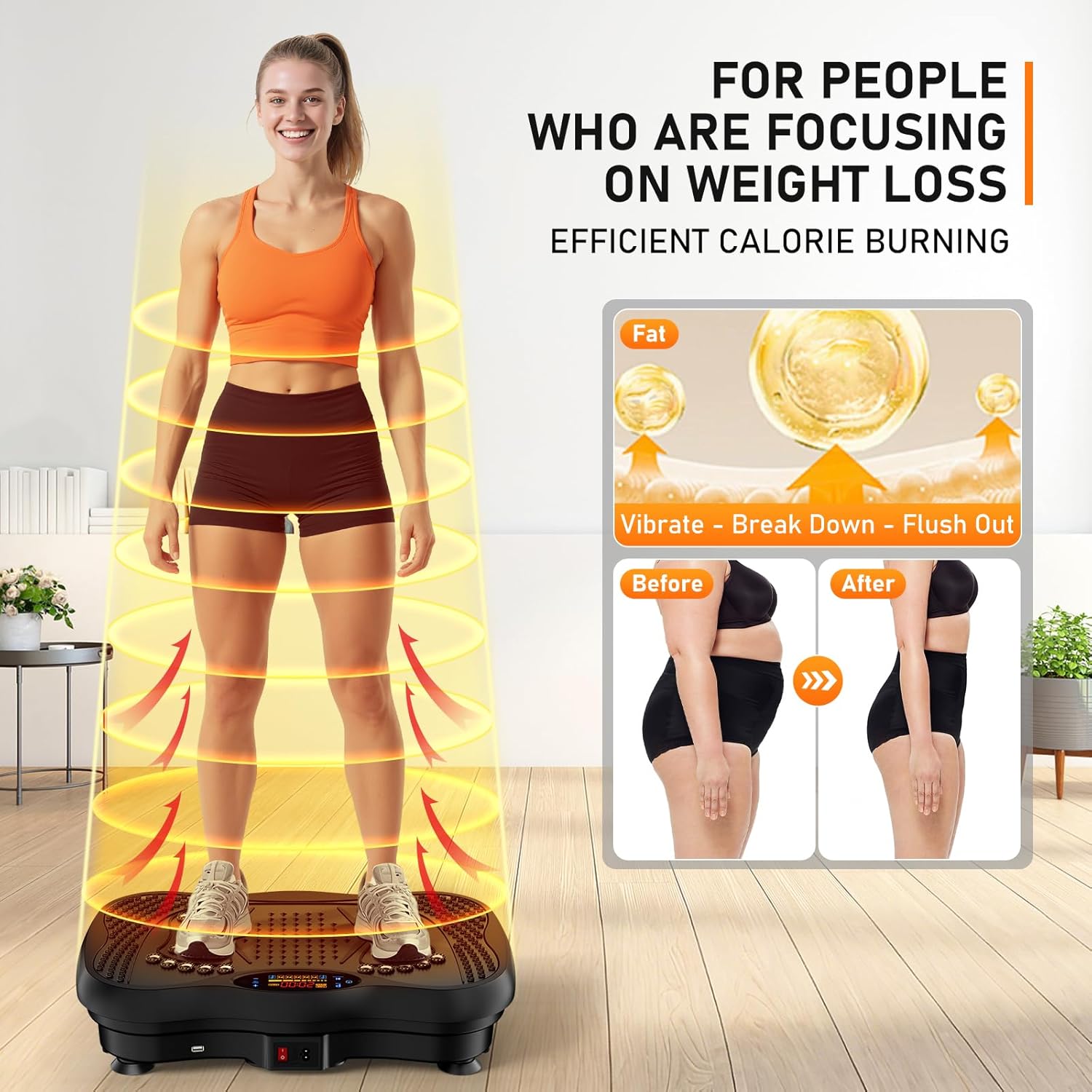 Vibration Plate Exercise Machine, 130 Levels Full Body Workout Vibrating Plate for Lymphatic Drainage Weight Loss, 450 Lbs Capacity Shake Platform with Resistance Bands Bluetooth for Women Men