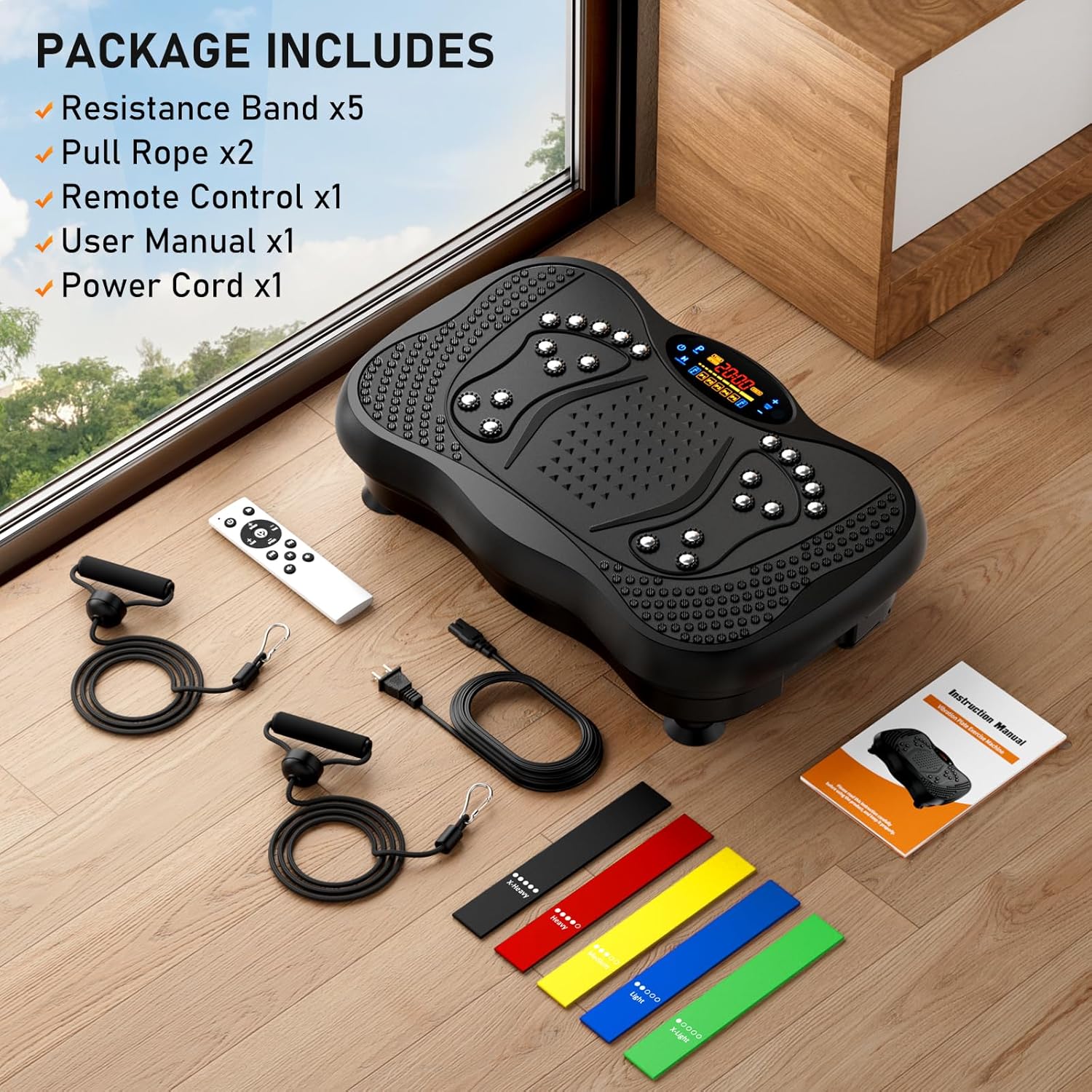 Vibration Plate Exercise Machine, 130 Levels Full Body Workout Vibrating Plate for Lymphatic Drainage Weight Loss, 450 Lbs Capacity Shake Platform with Resistance Bands Bluetooth for Women Men