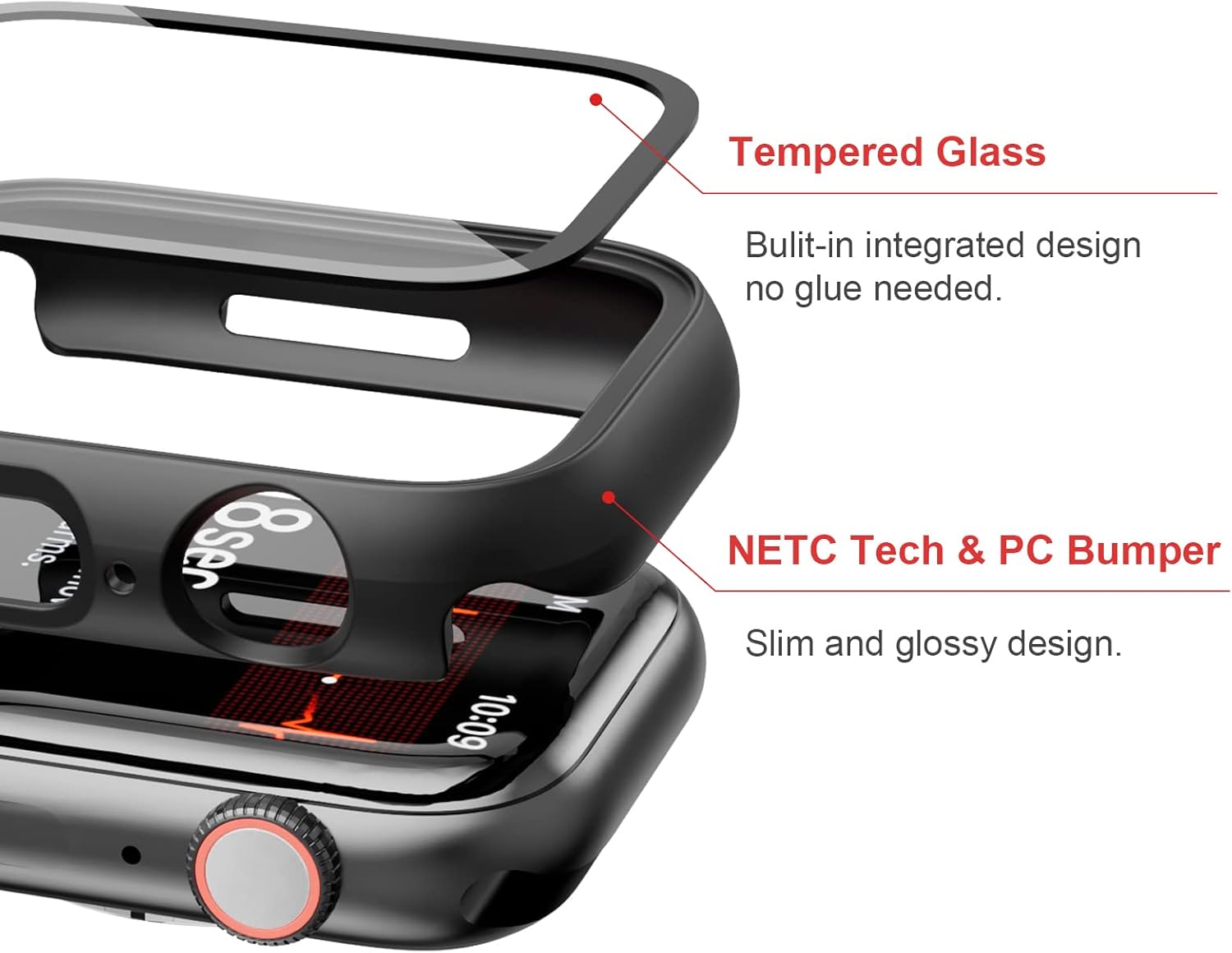 2 Pack Case with Tempered Glass Screen Protector for Apple Watch SE3(2025) SE2 Series 6/5/4/SE 40mm,JZK Slim Guard Bumper Full Coverage Hard PC Protective Cover Ultra-Thin Cover for iWatch 40mm,Clear