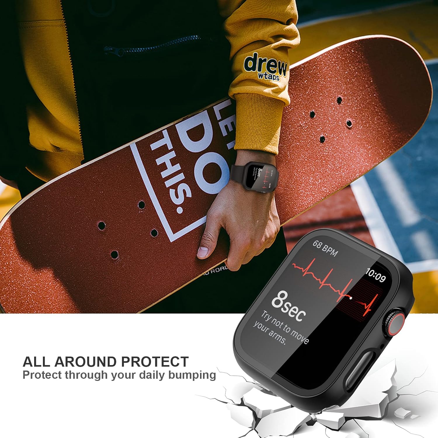 2 Pack Case with Tempered Glass Screen Protector for Apple Watch SE3(2025) SE2 Series 6/5/4/SE 40mm,JZK Slim Guard Bumper Full Coverage Hard PC Protective Cover Ultra-Thin Cover for iWatch 40mm,Clear