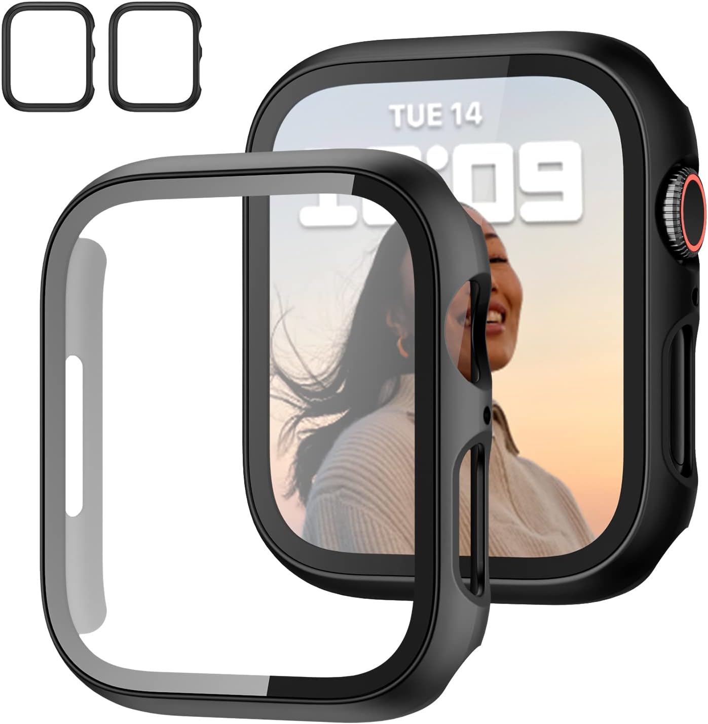 2 Pack Case with Tempered Glass Screen Protector for Apple Watch SE3(2025) SE2 Series 6/5/4/SE 40mm,JZK Slim Guard Bumper Full Coverage Hard PC Protective Cover Ultra-Thin Cover for iWatch 40mm,Clear