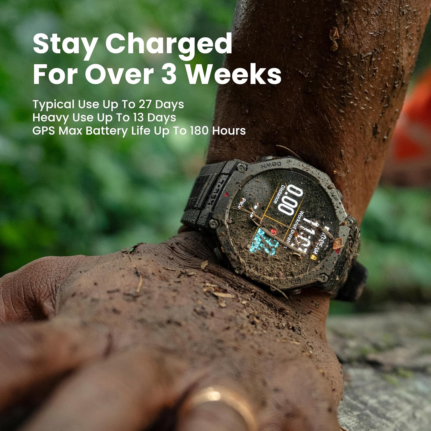 Amazfit T-Rex 3 Rugged/Military Smart Watch 48mm, GPS (with Privacy), Offline Maps, Long Battery Life,328 Feet Water-Resistant, 170 Fitness/Sport Modes, AI, Voice Control, for Android or iPhone, Black