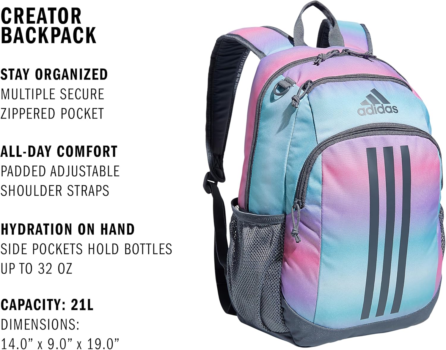 adidas Creator School Backpack for Girls & Boys — Durable Bookbag