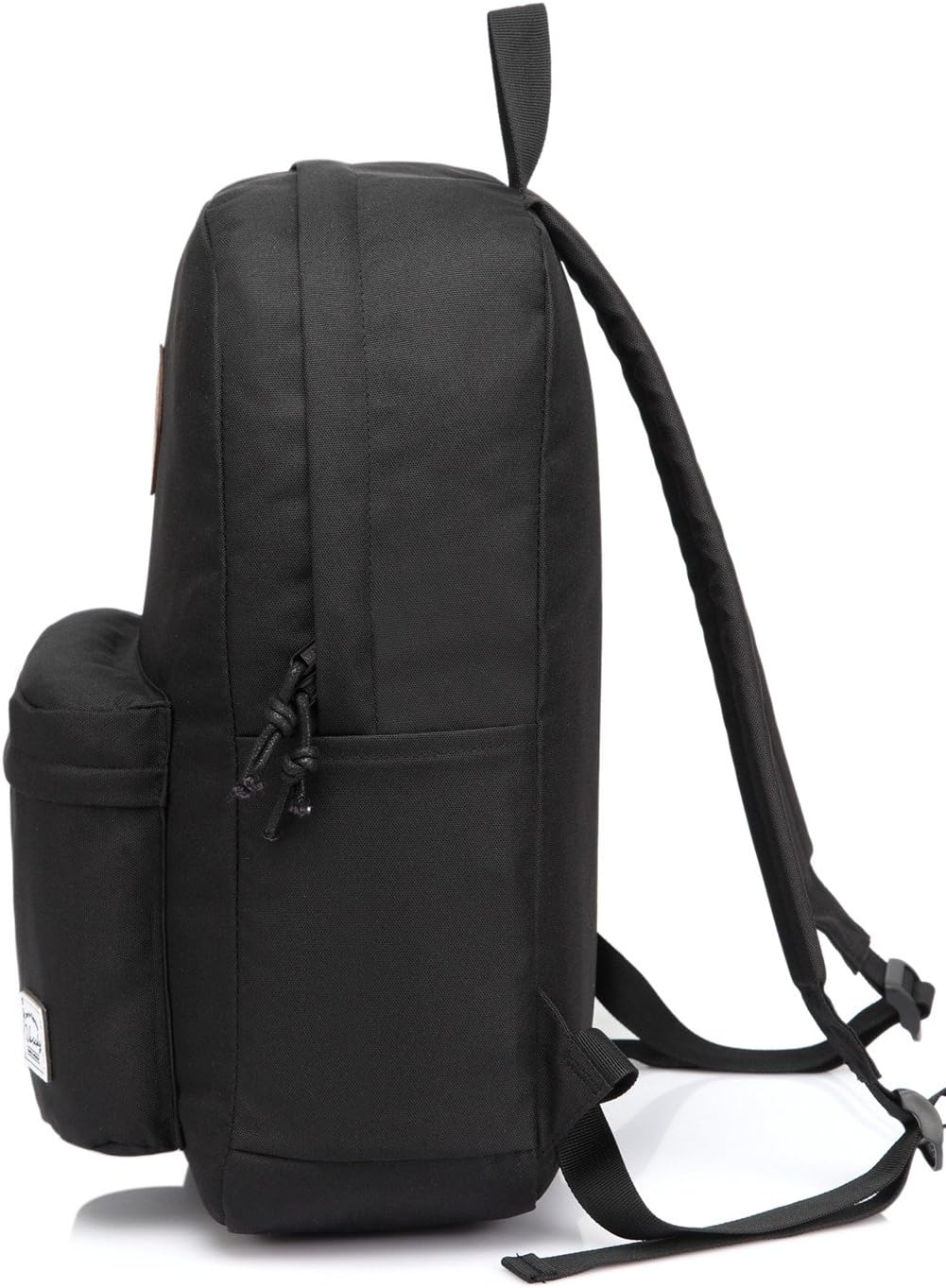 VASCHY Lightweight Backpack for School, Classic Basic Water Resistant Casual Daypack for Travel with Bottle Side Pockets (Black)