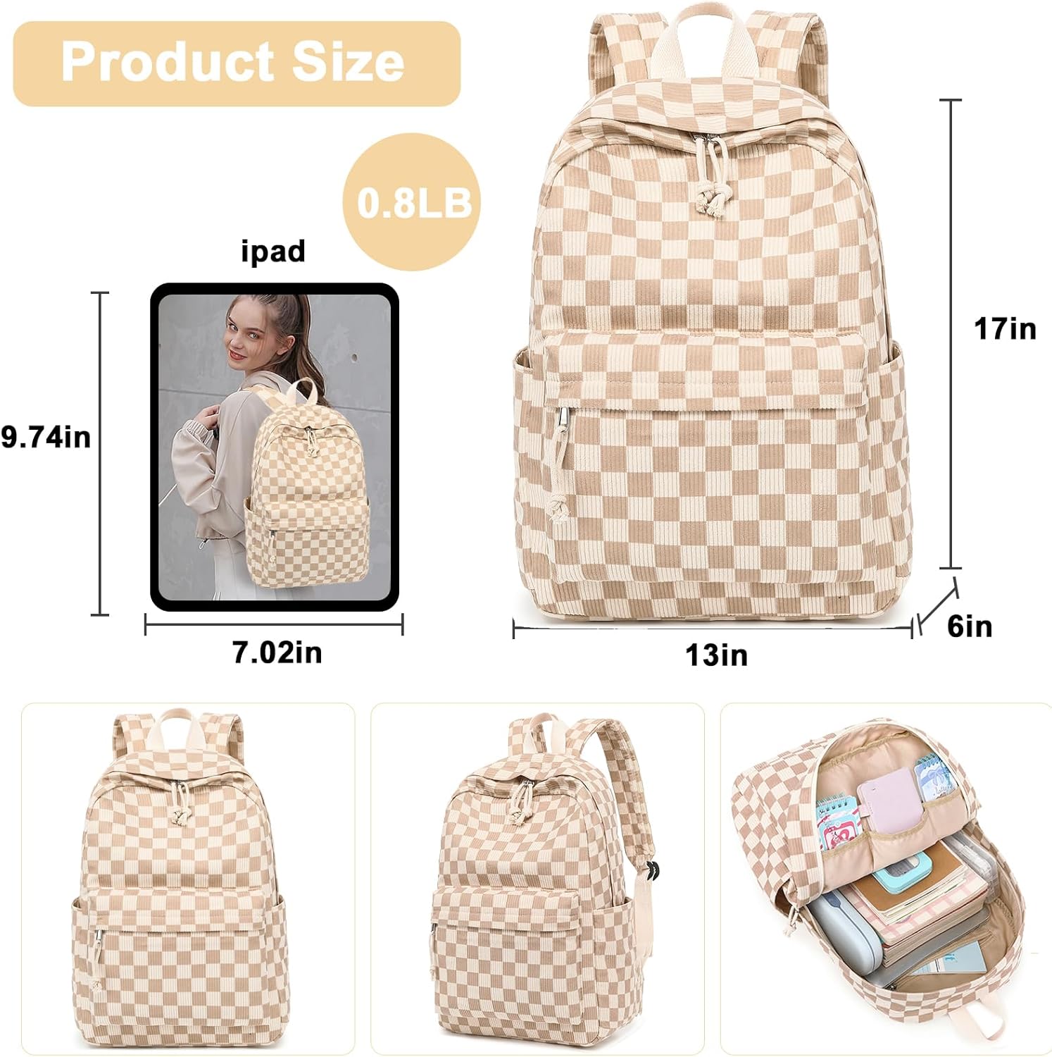 Bluboon School Backpack for Teen Girls Bookbags Elementary High School Corduroy Laptop Bags Women Travel Daypacks