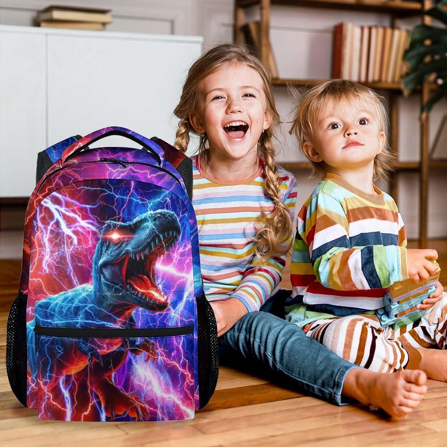 Backpack for Boys - 17 Inch Dinosaur Backpacks for Kids 3-5 - Cool Large Capacity Toddler Bookbag for Elementary, Kindergarten